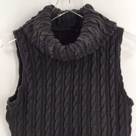 MINE Grey Cable Knit Sweater Sleeveless Dress L - Picture 3 of 8